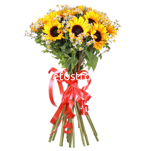 Букет из 15 подсолнухов Сан Рич (Sun Rich)