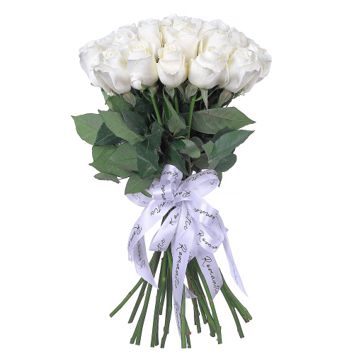 Букет из 21 белой розы Мондиаль (Mondiale) (50 см.)