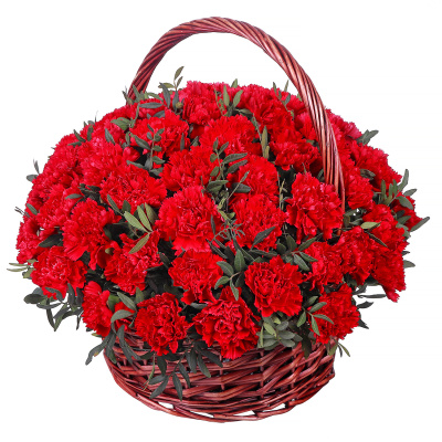 Корзина из 50 одноголовых гвоздик